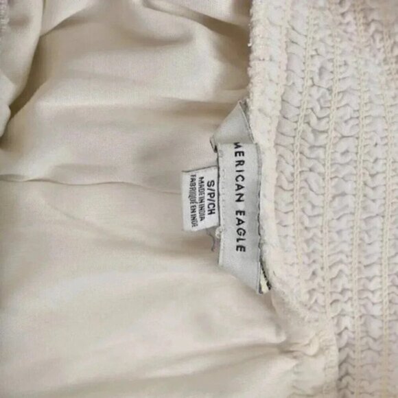 American Eagle Wide Leg Pants with Crochet Bottom Boho Crop Cream Size  Small - Picture 8 of 9